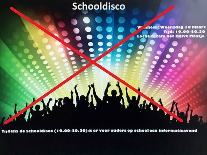 Disco en informatieavond gaan niet door!